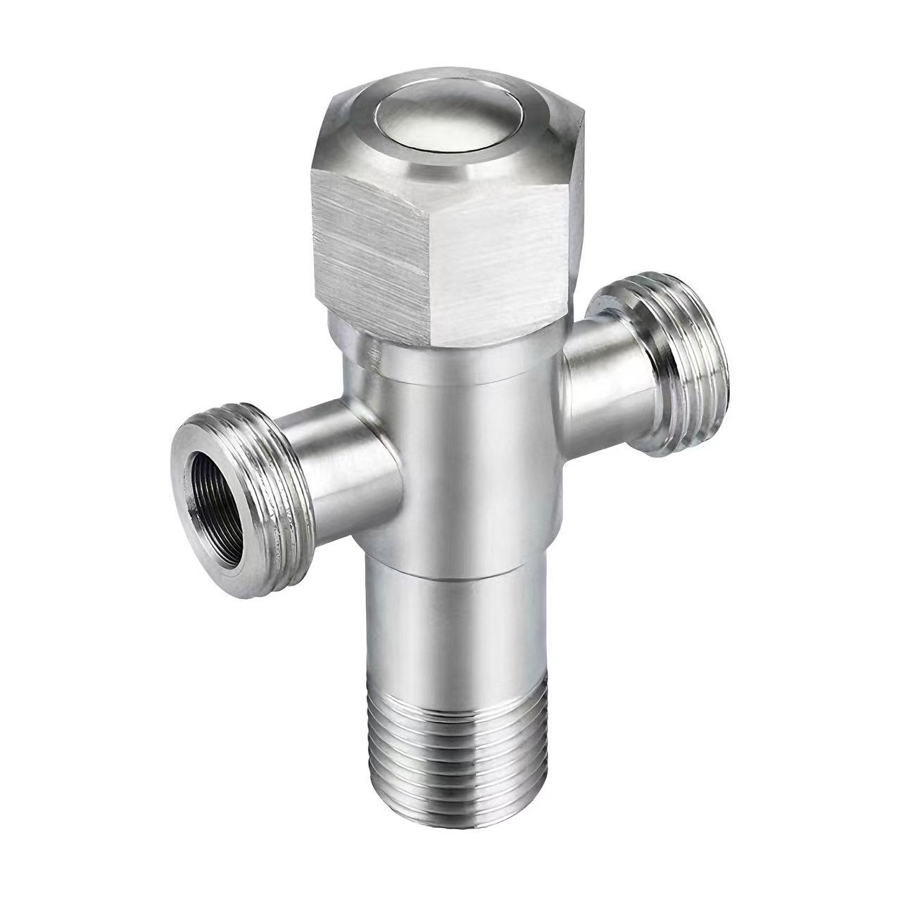 180°Three-Way Angle Valve Imwe Inlet uye Two Outlet Water Distribution Valve