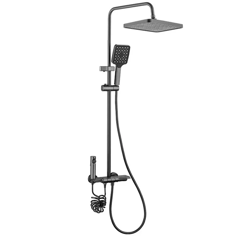 Black Overhead Shower uye Handheld Pfuti yekupfapfaidza ine Matatu ekupfapfaidza Nozzles