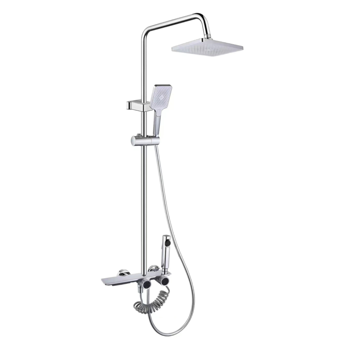 Inopenya Chrome Square Rain Shower Set ine Dual Knobs