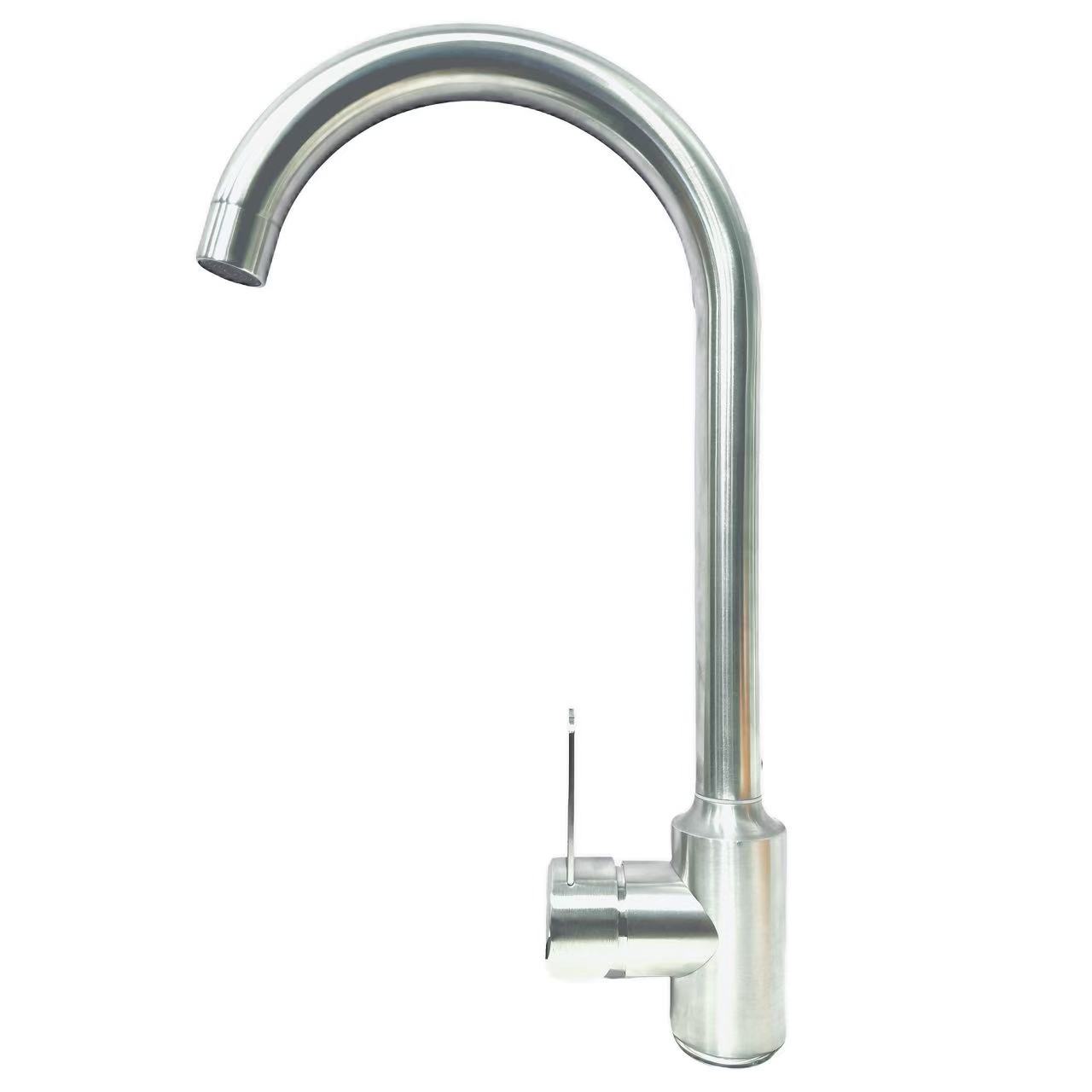 Brushed Stainless Simbi Slim Imwe-Handle Inotenderera Sink Faucet