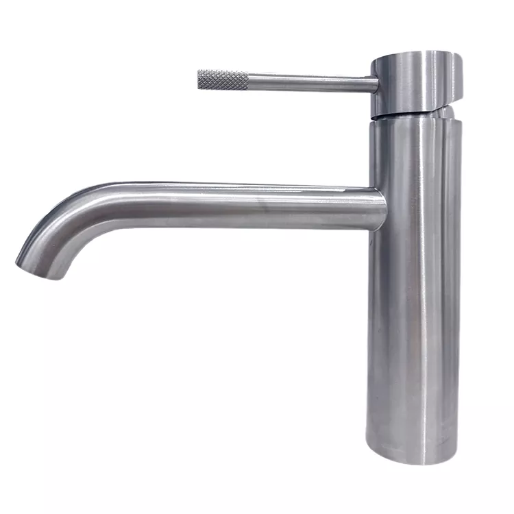 Yakawedzera Curved Spout Knurled Mubato Kupisa Uye Cold Basin Faucet