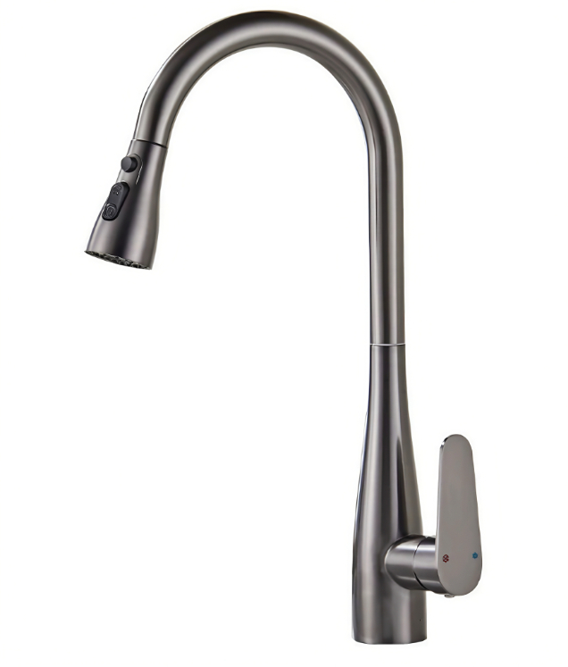 Gunmetal Grey High-Arc Gooseneck Inopisa uye Inotonhora Kitchen Dhonza-Kunze Faucet Gunmetal Grey High-Arc Gooseneck Inopisa uye Inotonhora Kitchen Dhonza-Kunze Faucet