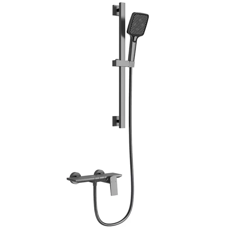 Gunmetal Grey Square Shower Set Ine Inogadziriswa Slide Bar
