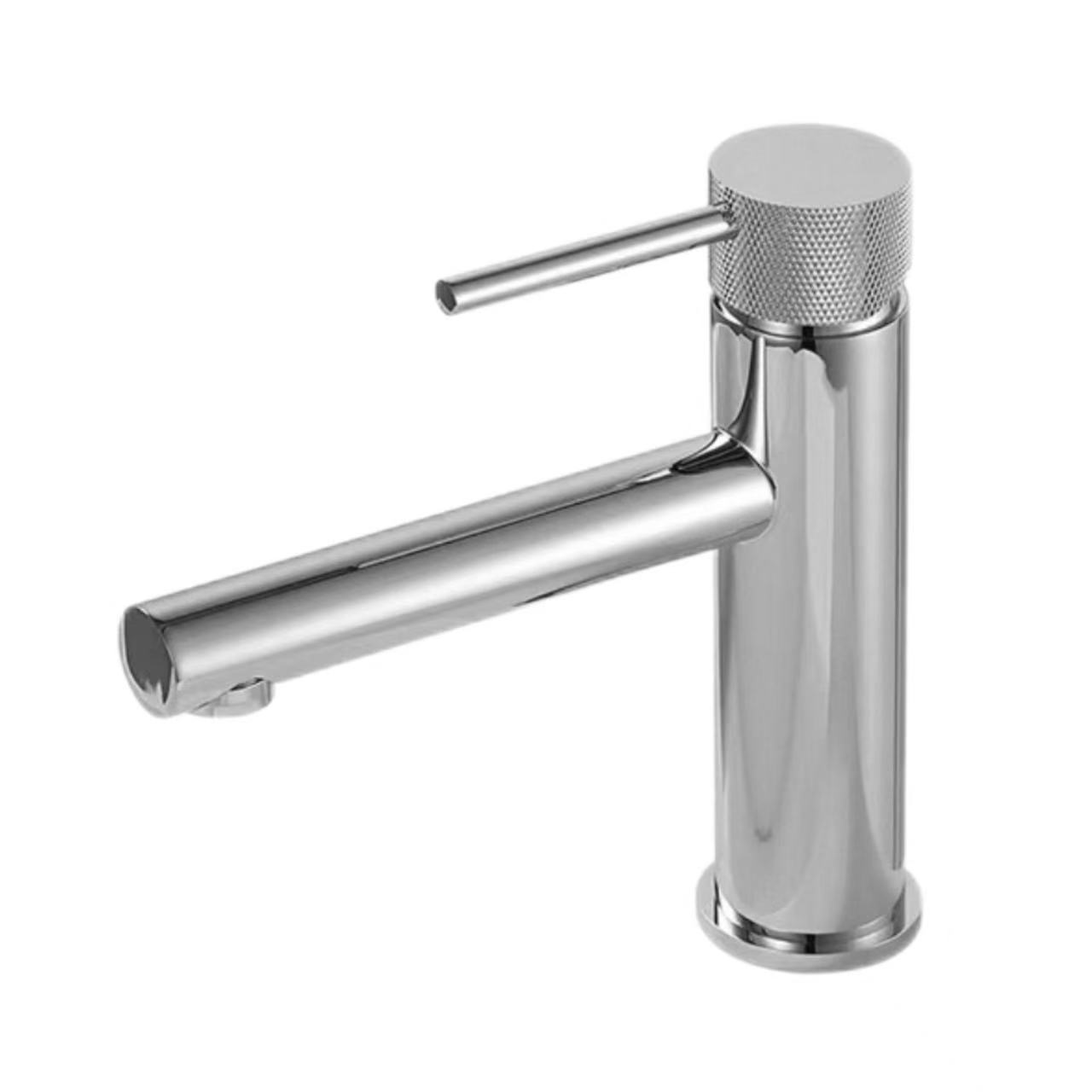 Silver Ribbed Single-Hole Faucet
