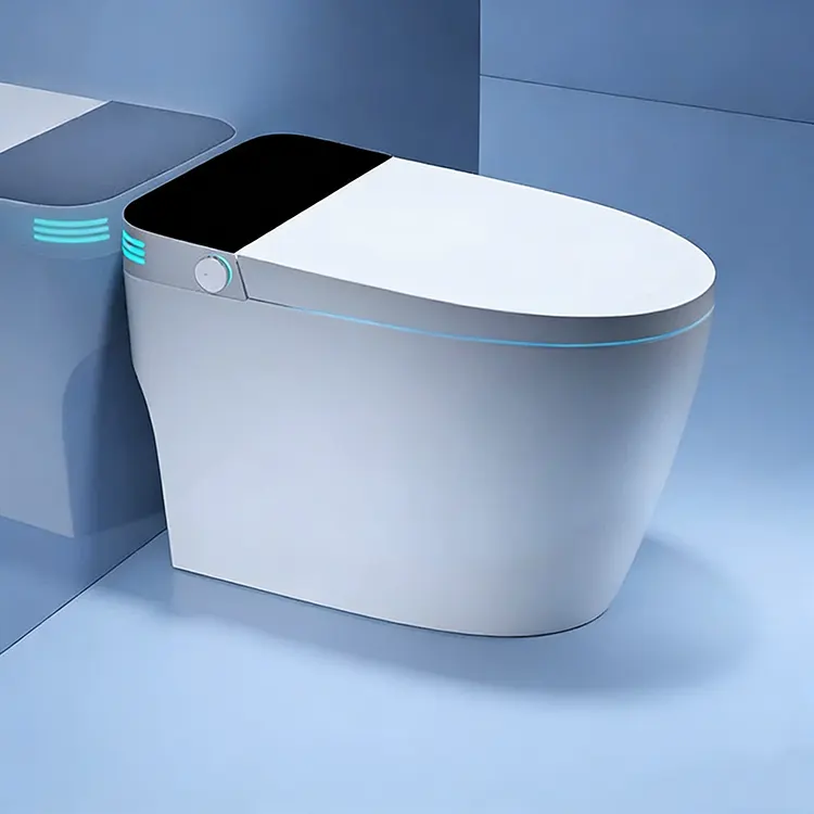 LED Digital Display Automatic Lid Flip-Pamusoro Foam Shield Siphon Smart Toilet