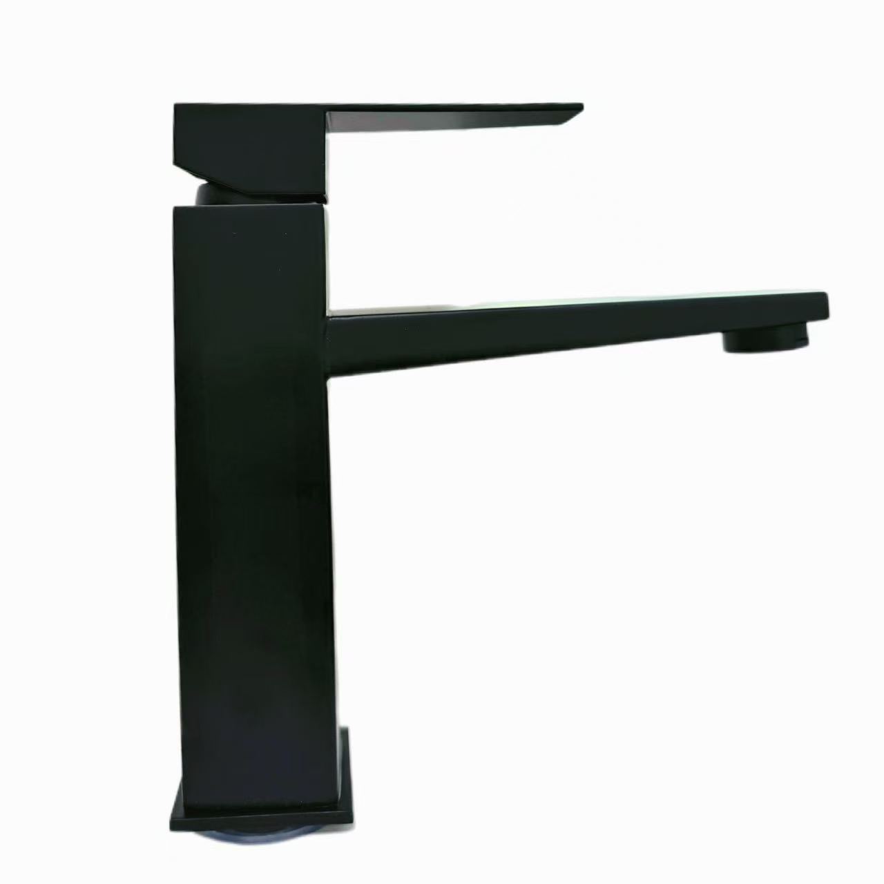 Yemazuvano Minimalist Style Frosted Black Square Basin Faucet