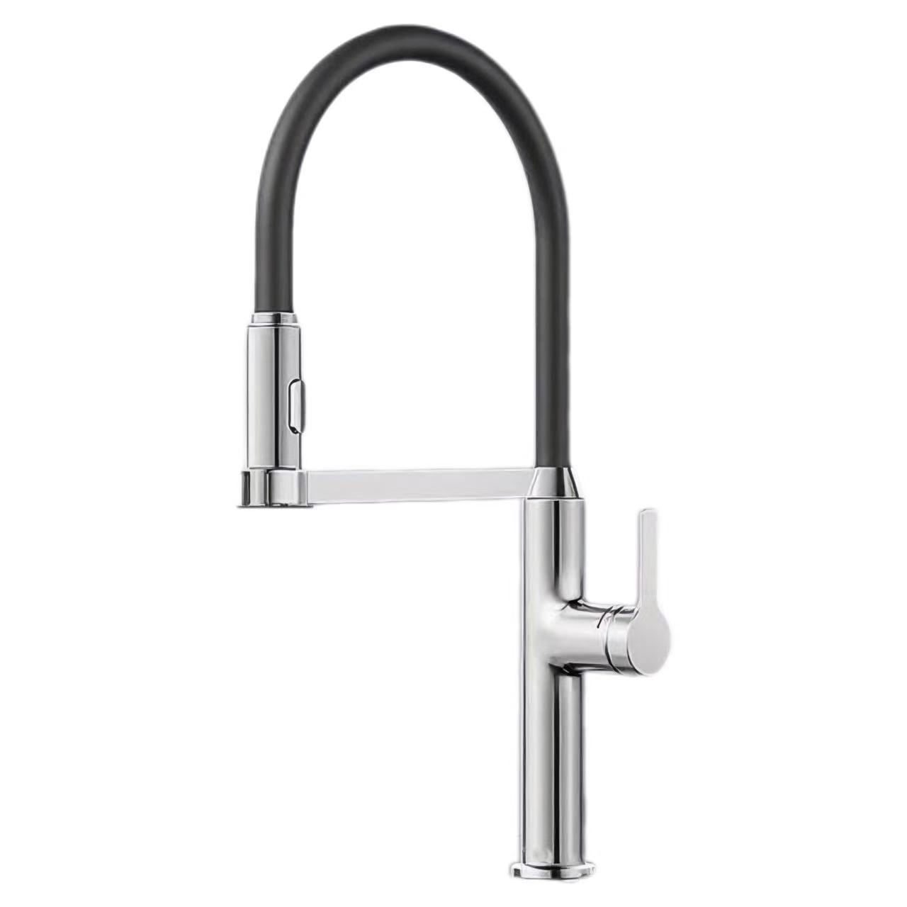 Silicone Curved Tube Single-Handle Inopisa Uye Inotonhora Mvura Sink Faucet