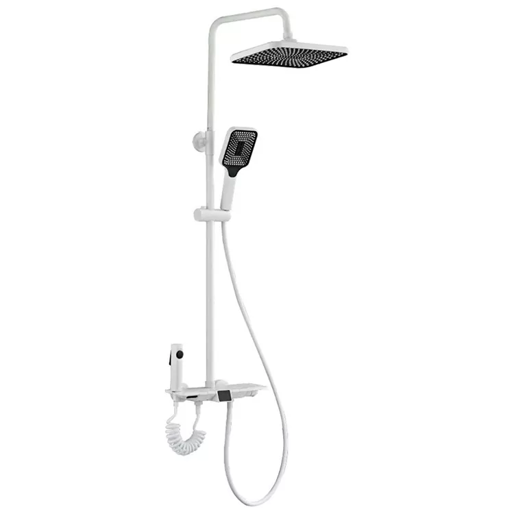 White Thermostatic Digital Display Shower Set Ine Spray Pfuti
